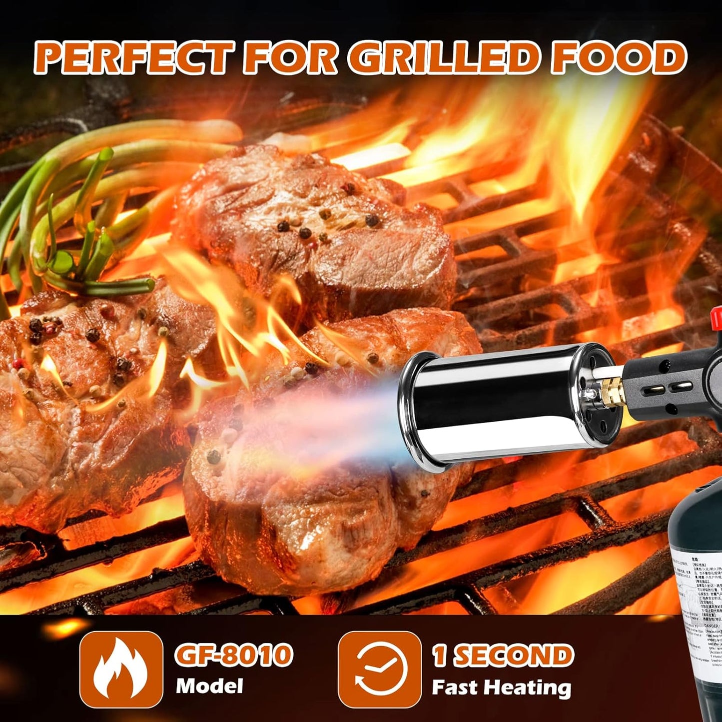 Powerful Propane Torch with One-Touch Max Fire Button & Safety Lock