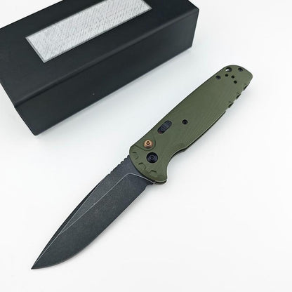 4300BK-02 CLA Utility Button Lock Folding Knife D2 Battlewash Blade G10 Handle