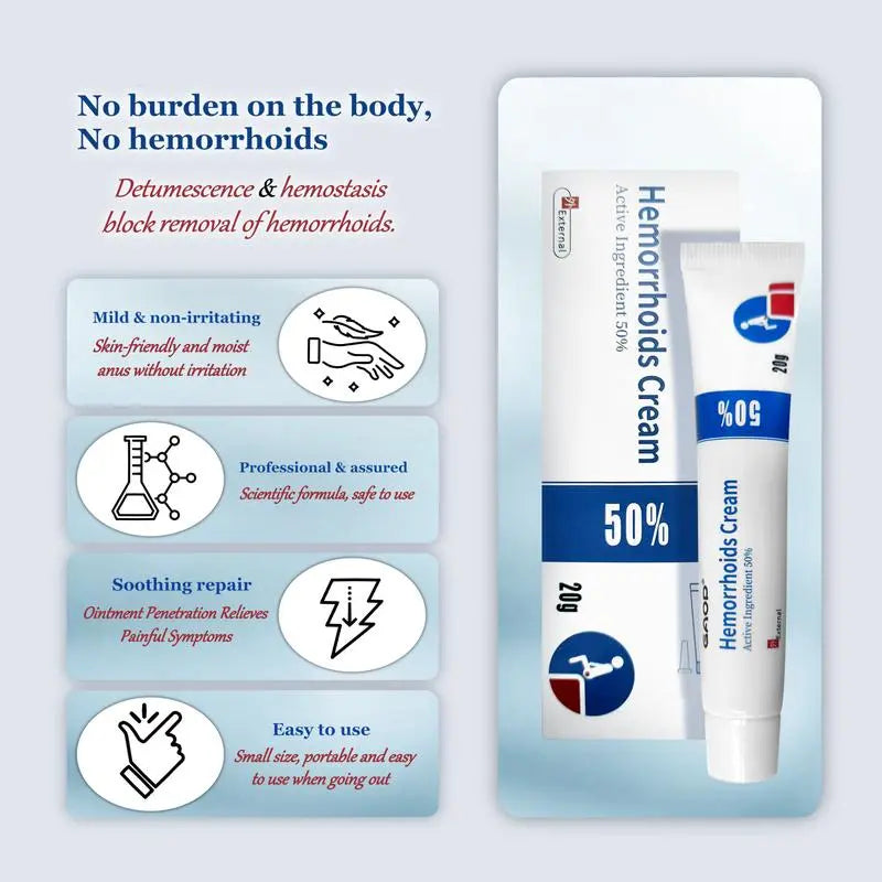 50% Inactive Ingretient Hemorrhoids Treatment Ointment Cream for Women and Men, Body Care Herbal Cream, Itching, Burning and Discomfort Pain Relief
