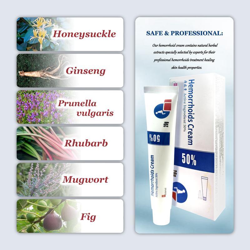 50% Inactive Ingretient Hemorrhoids Treatment Ointment Cream for Women and Men, Body Care Herbal Cream, Itching, Burning and Discomfort Pain Relief