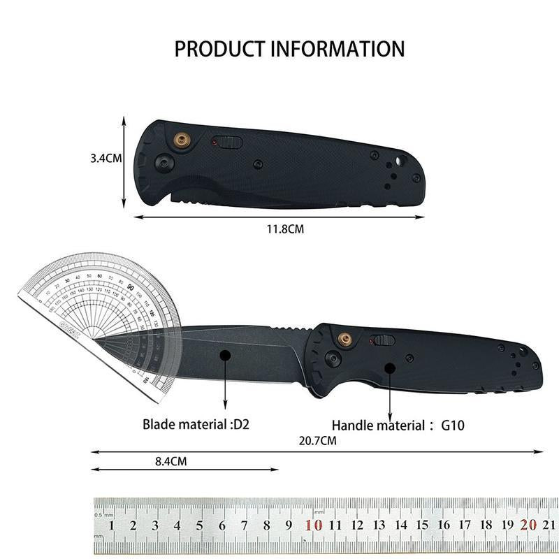 4300BK-02 CLA Utility Button Lock Folding Knife D2 Battlewash Blade G10 Handle