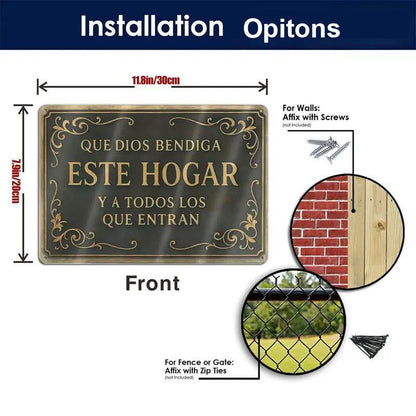 "God Bless This Home" Theme Iron Wall Art