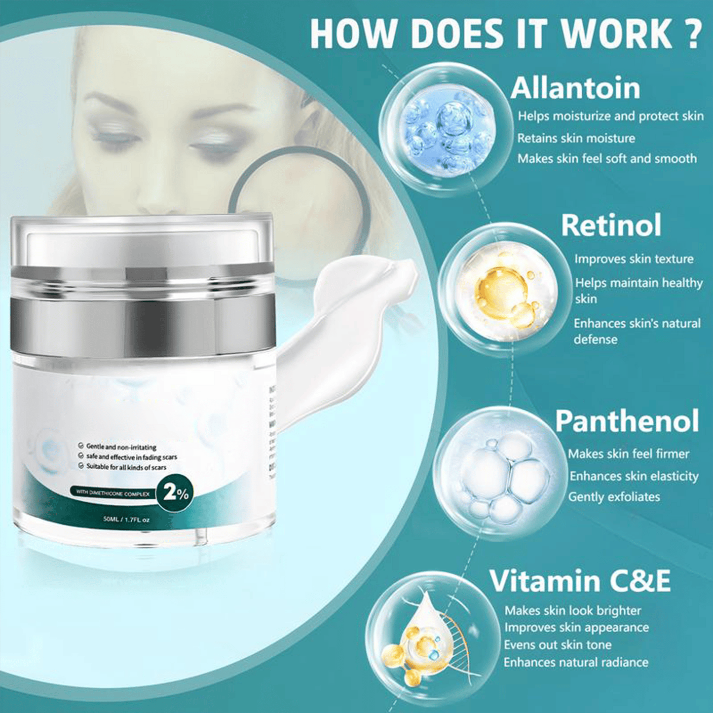 🔥Best scar gel out there -2% Silicone Scar Repair Cream